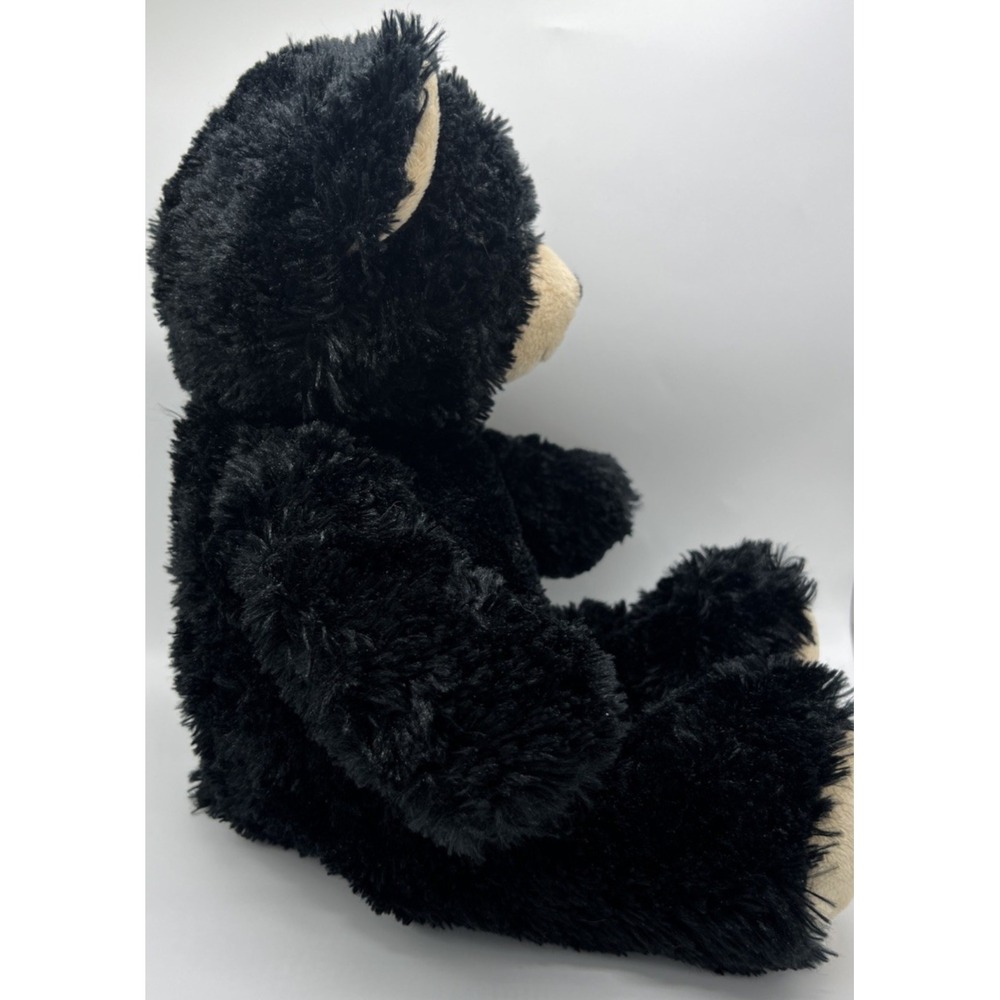 Plush Build A Bear Teddy Bear Black Fur - Smile Tan‎ Ears Feet And Snout 17" - Picture 7 of 12